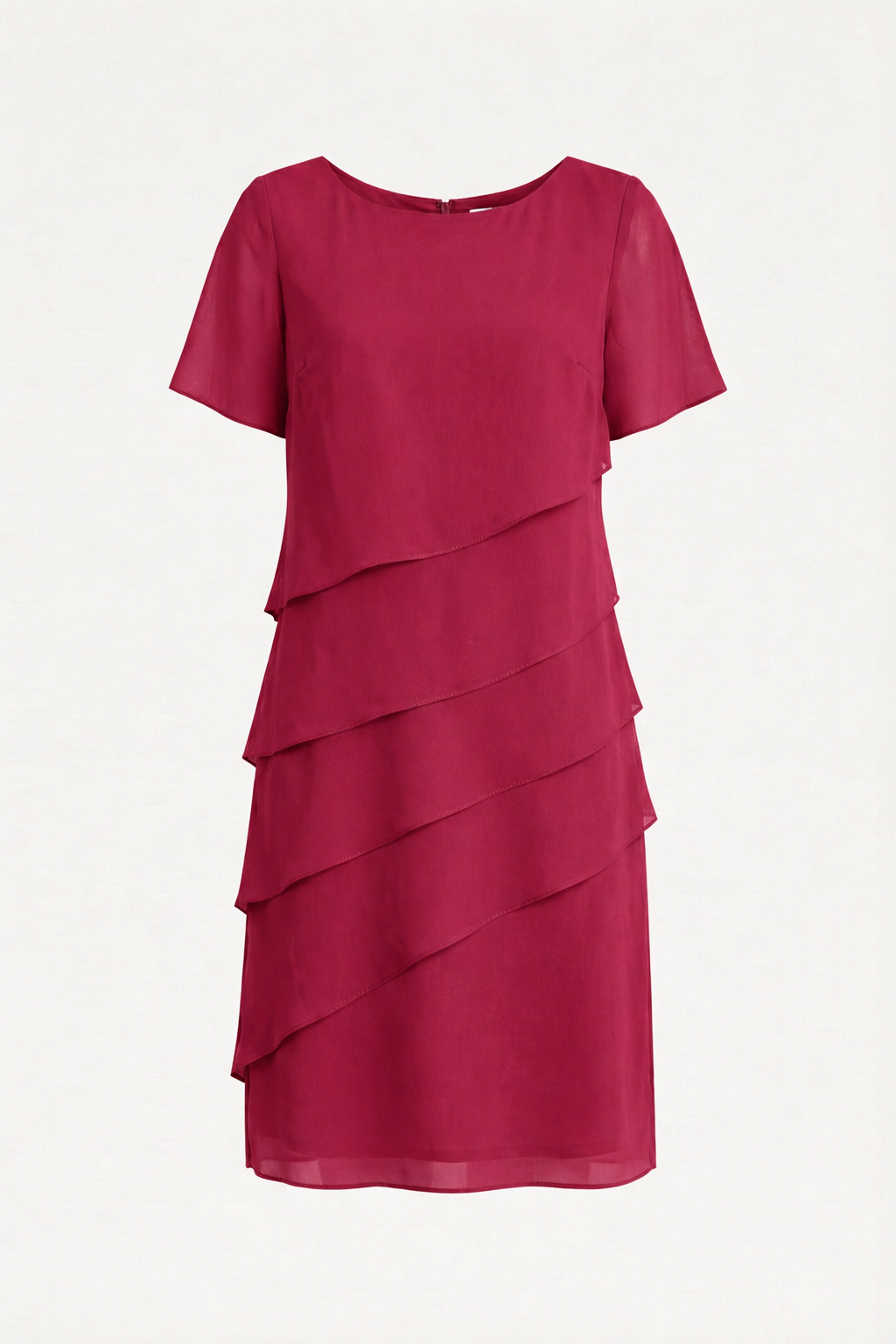 Damen Chiffonkleid – Stufenlagen, Kurzarm & Knielang