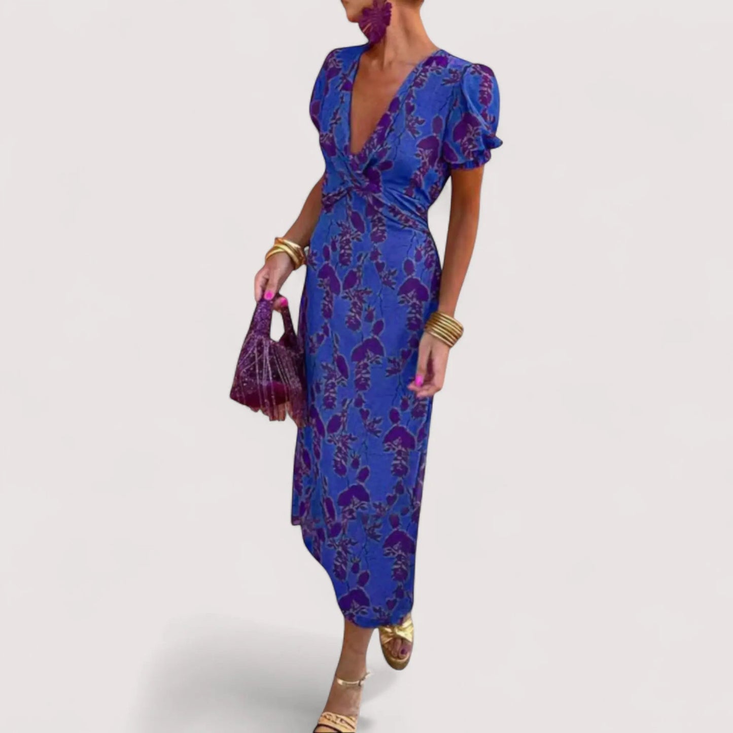Adelina™ | Blumenkleid mit V-Ausschnitt