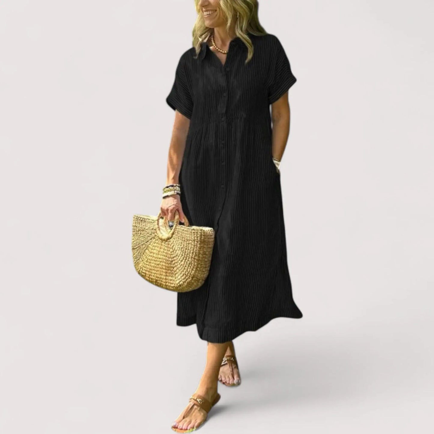 Rea™ | Gestreiftes Hemdblusenkleid
