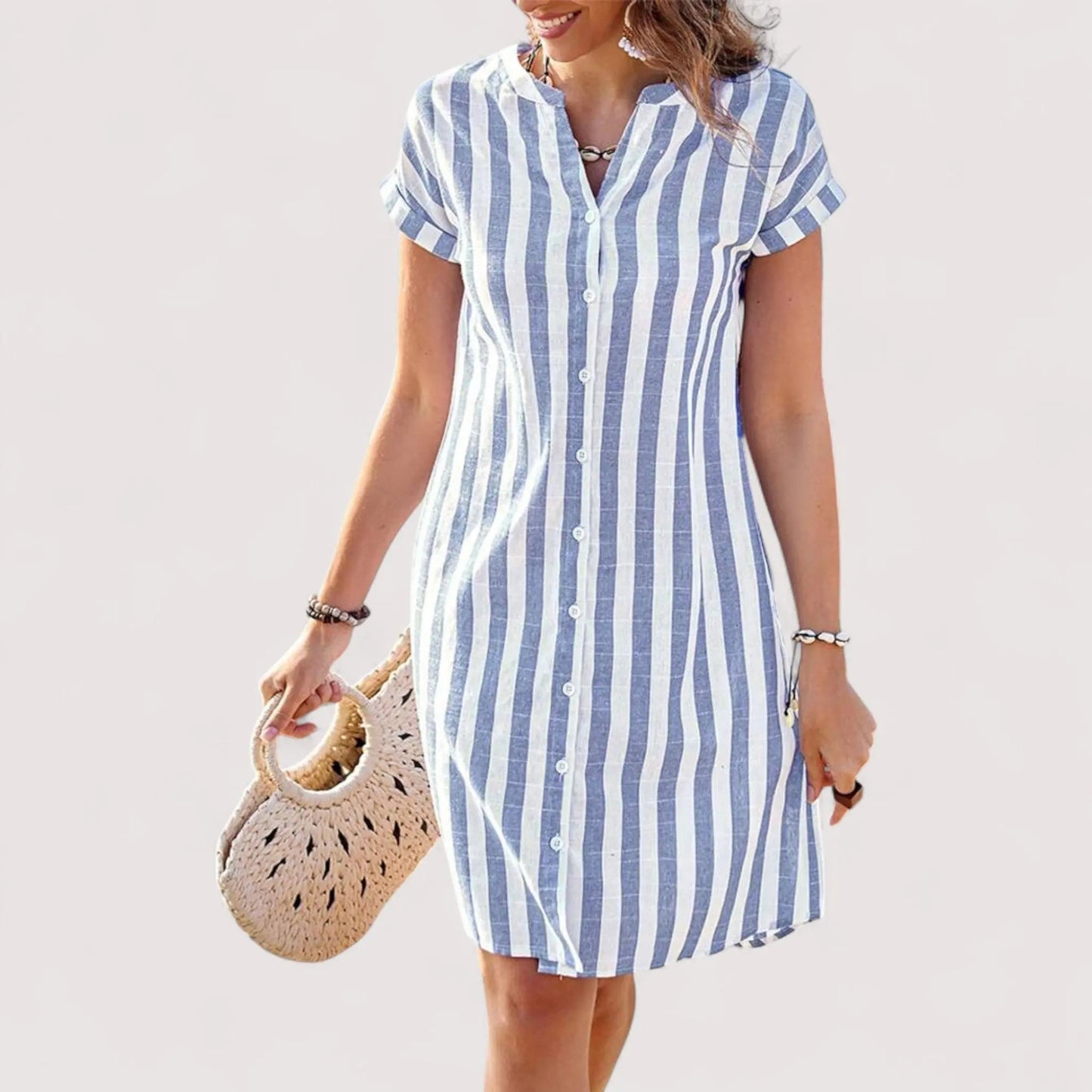 Bina™ | Gestreiftes Hemdblusenkleid