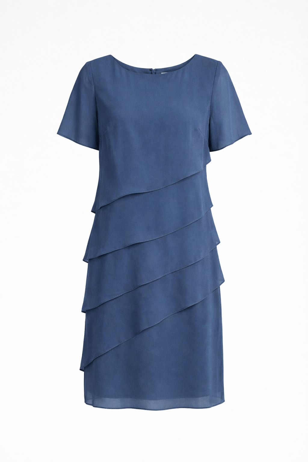 Damen Chiffonkleid – Stufenlagen, Kurzarm & Knielang