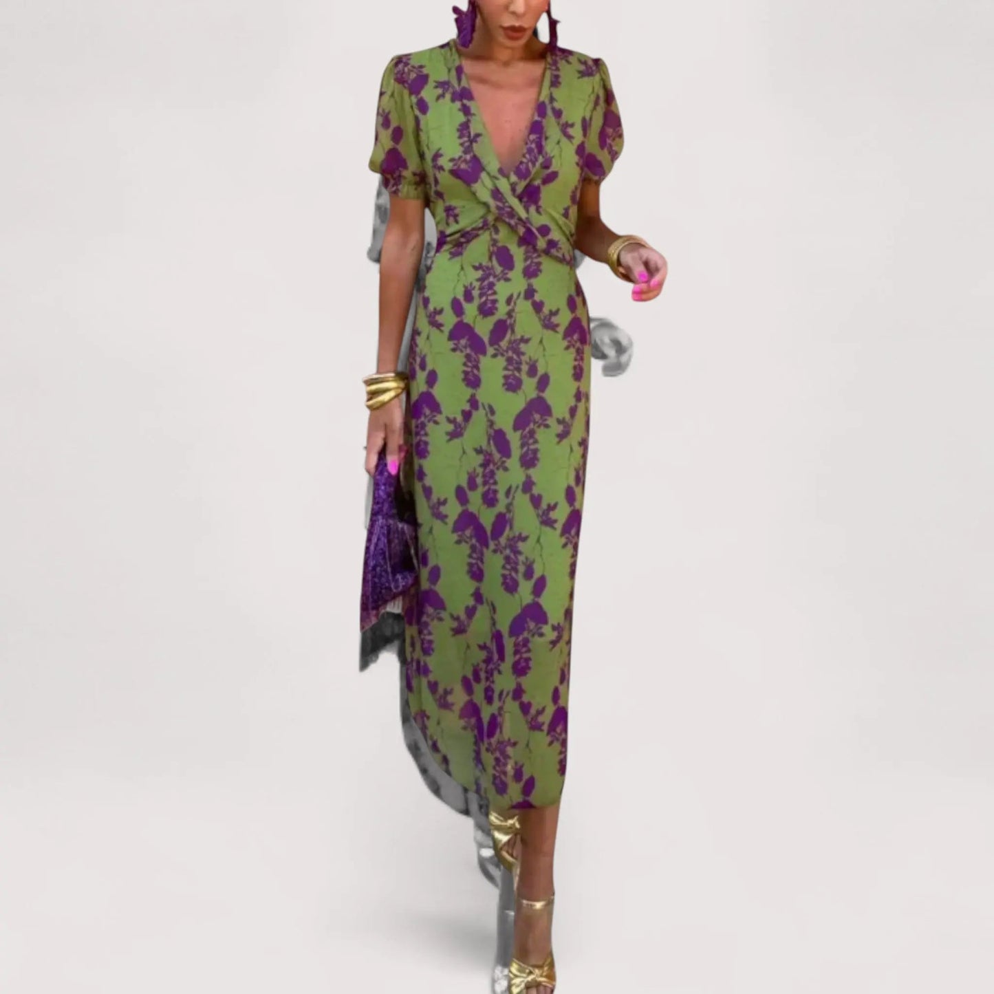Adelina™ | Blumenkleid mit V-Ausschnitt