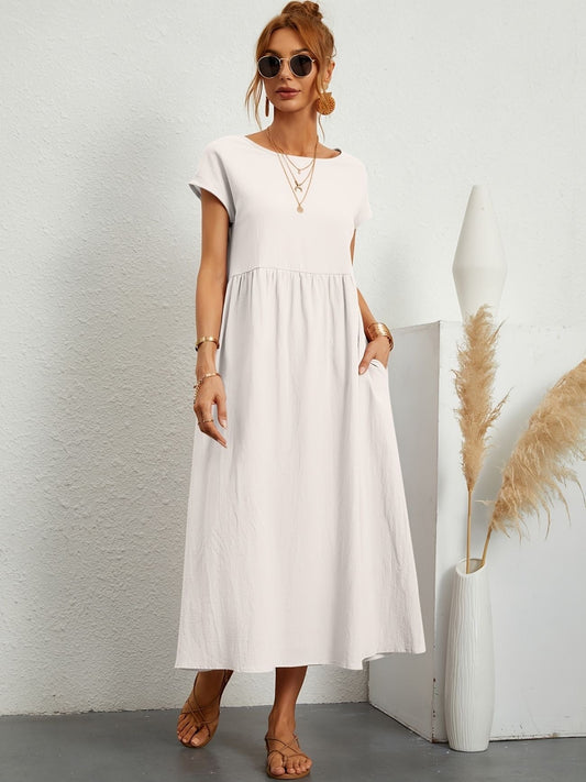 Camille | Damen Kleid mit Rundhalsausschnitt – Fliessend, Elegant & Zeitlos