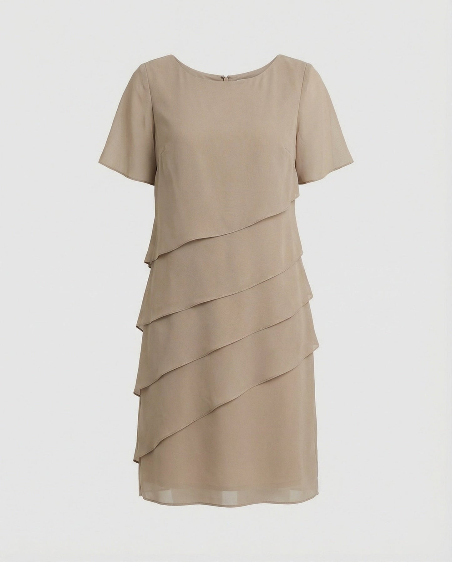Damen Chiffonkleid – Stufenlagen, Kurzarm & Knielang