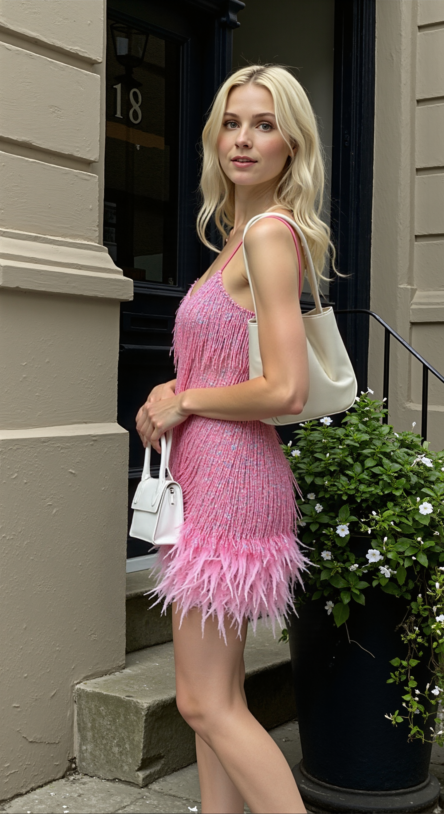 Damen Cocktailkleid – Pailletten, Federbesatz & Glamourös